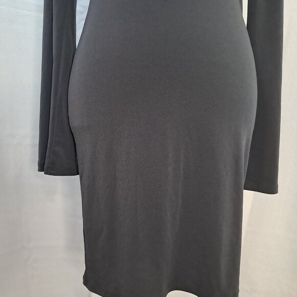 Forever 21 Flare Bell Sleeve Deep V Neckline Gray Bodycon Cocktail Dress Sz S - Picture 5 of 12
